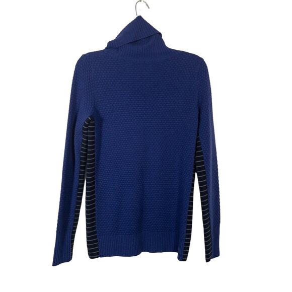Athleta Sweater Sz S Blue Marina Chianti Merino Wool Turtleneck Textured - Picture 7 of 11